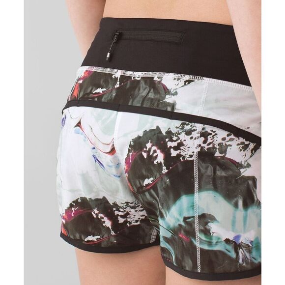 Lululemon Run: Speed Short, 4-Way Stretch, Size 12 - Pigment Wave Multi, Black - Picture 3 of 12